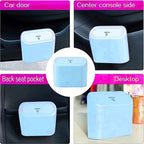Car Trash Can, Mini Car Bin with Lid 2 Trash Bag Blue, Cute Car Accessories for Storage and Organization，Small Trash Can for car，Bedroom and Office