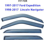 Tape On Window Visors Rain Guards Compatible with 1997-2017 Ford Expedition,1998-2017 Lincoln Navigator,Side Vent Visors Window Deflectors Shade for Ford Expedition 1997-2017,Car Accessories-4pcs