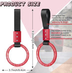 Bling Car Accessories Bling Round Handle Ring Car Accessory for Women Hand Strap Drift Charm Rear Bumper Warning Ring Decor for Auto Bus Interior Exterior Decoration(Red, Round Style)