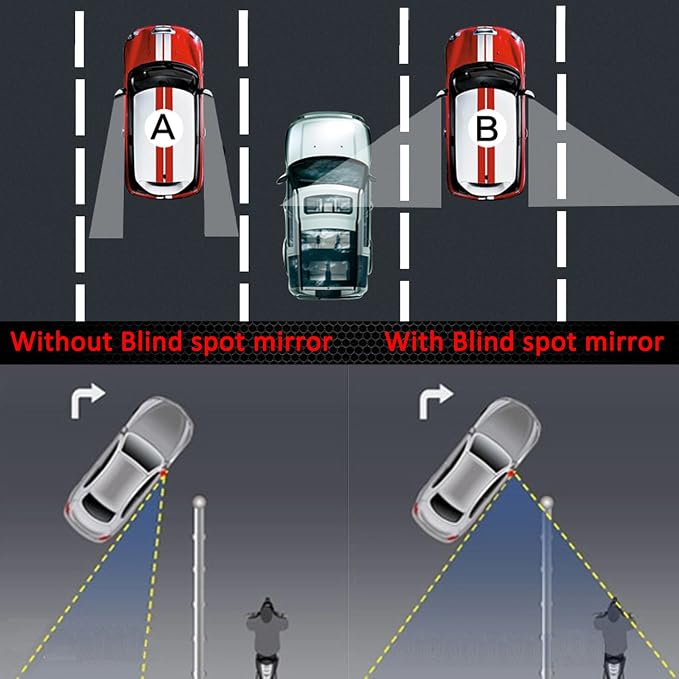 Frameless Blind Spot Mirror, HD Glass Convex Wide Angle Stick on Rearview Blindspot Car Mirror for Car Side Mirror Blind Spot (Rhombus, Pack of 2)