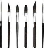 Starter Pinstriping Brush Kit 6 pcs High Performance Striping Brushes, Long Liner, Script Liner, Sword, Cat Tongue, Scroll Brushes for Lettering & Detailing