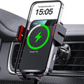 Wireless Car Charger, Auto-Clamping Car Mount 15W/10W/7.5W Fast Charging Air Vent Car Phone Mount Compatible with iPhone 15/14/13/13 Pro/12 Pro Max/12/11/10/8 Series, Samsung Galaxy Series Red