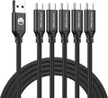 USB to USB C Cable 3FT 5 Pack, Type C Fast Charger Cord | 3A braided USB A to C charging cords for iPhone 17 16 15, car, office, Samsung Galaxy, LG and Type C devices.(Black)