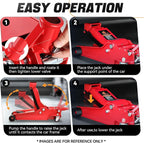 4 Ton Low Profile Floor Jack, Heavy Duty Steel Hydraulic Car Jack with Dual Pistons Quick Lift Pump, Hydraulic Racing Floor Jack, Lifting Range 4.5" to 20", Red