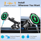 for MagSafe Car Mount Charger【Ultra Magnet】 Magnetic Phone Holders for Your Car Charger【Windshield+Vent+Dash】 Magnetic Wireless Car Phone Holder Charger Car Mount for iPhone 17 (Gray)