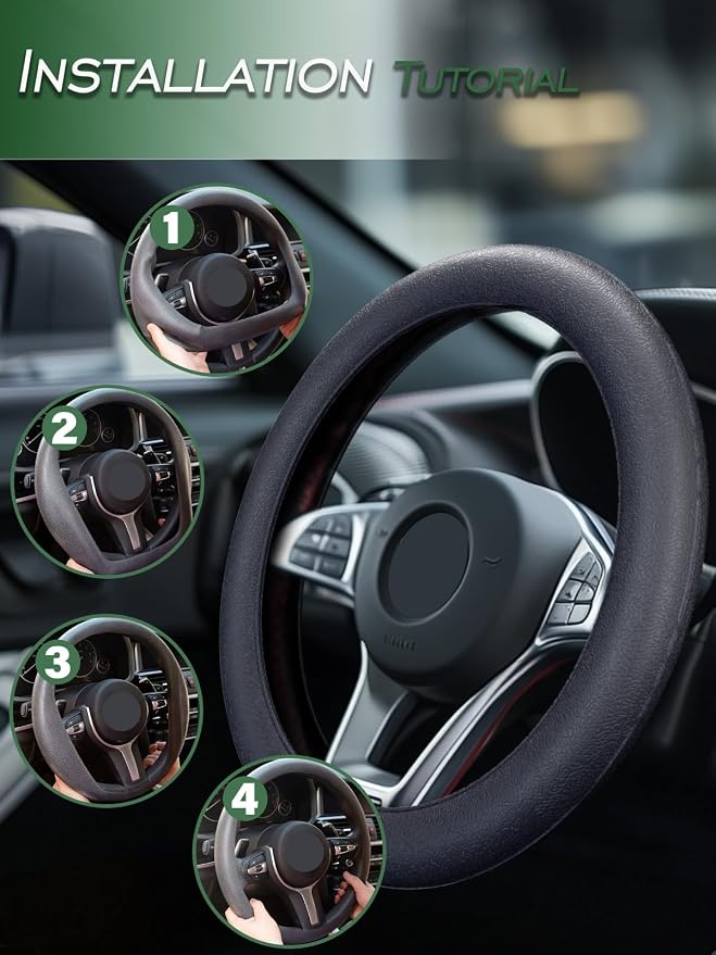 Car Steering Wheel Cover, Non-Slip Silicone Material, Multiple Color Choices, Universal Auto Parts Steering Wheel Cover, Suitable for Most Cars (Grey2PCS)