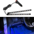 Car LED Strip Light, 12V 24 LED Vehicle Interior Atmosphere Lamps with Cigarette Lighter, Auto Under Dash Ambient Night Light, Universal Car Accessories (Blue, Cigarette Lighter)