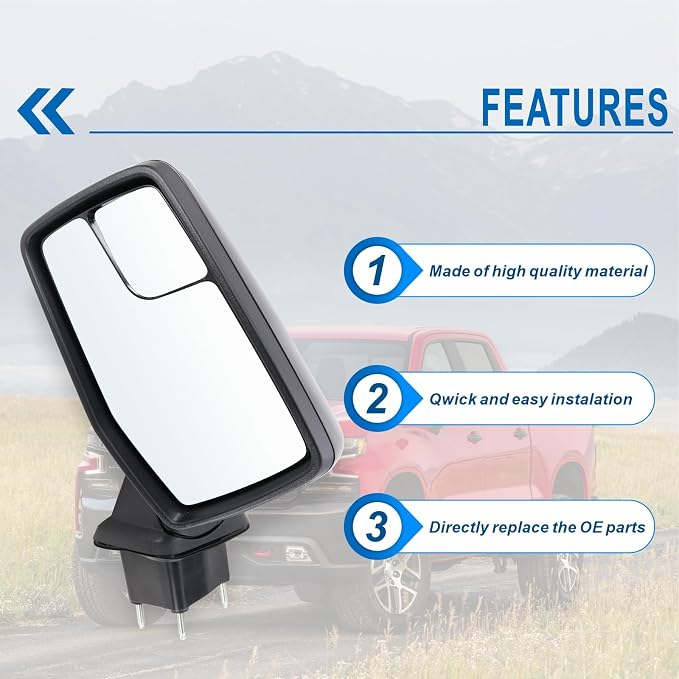 Left Driver Side Mirror Compatible with 2019-2025 Chevy Silverado 1500 With Power Glass Manual Folding Heated Without Turn signal Replace#GM1320583(5Pins）