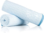 Dry Me A River, Professional Korean 70/30 Blend Microfiber Waffle-Weave Drying & Detailing Towels, Soft Suede Edges, 390 GSM, 20x40 Inches, Light Blue, 2-Pack