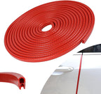 13.1Ft (4M) Car Door Edge Guards, Rubber U Shape Automotive Door Entry Guard Protector Strip, No Glue Required, Universal Vehicle Doors Edge Trim, Exterior Car Accessories (Red, 13.1FT)