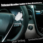 Steering Wheel Cover Universal Standard Size 14.5-15 inch, Breathable Microfiber Leather, Anti-Slip, Non-Folding Packaging, Fits Most Cars SUVs Trucks, Black with Carbon Fiber