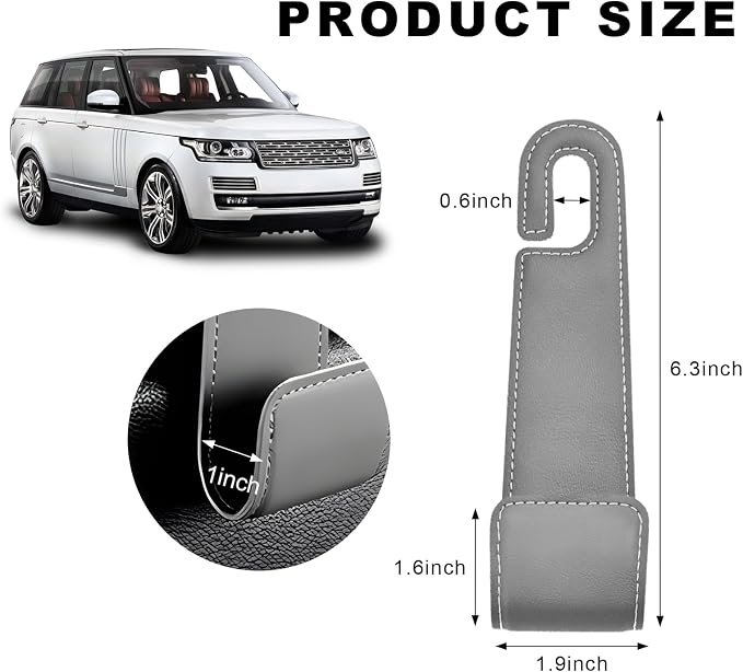 2 PCS Car Seat Headrest Hook, Microfiber Leather Purse Hooks Back Seat Storage Organizer, Auto Interior Headrest Holder for Hanging Bag Coat Grocery, Car Accessories (Gray)