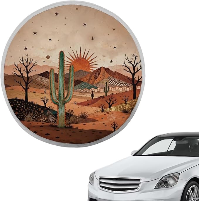Cactus Steering Wheel Sunshade Cover Anti Slip Car Interior Accessories for Sun Heat Desert Car Interior Sunshade Easy Installation Universal Steering Wheel Shield