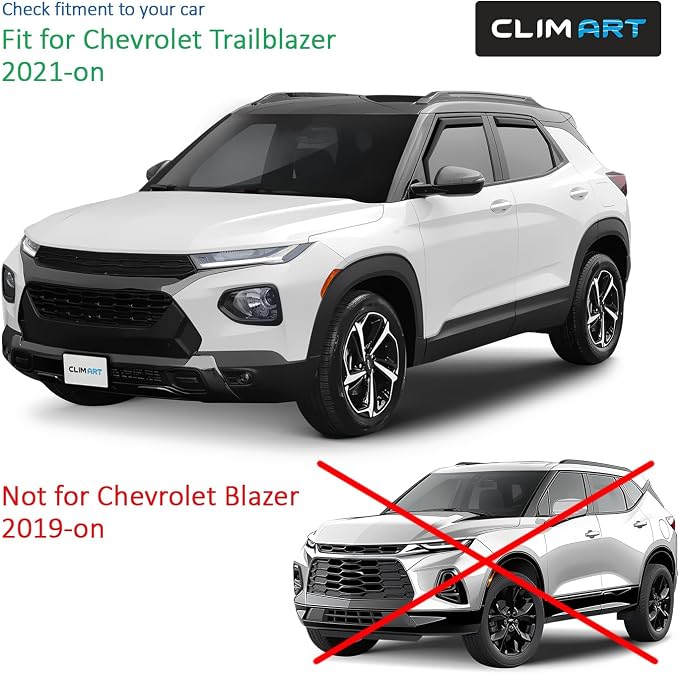 in-Channel Incredibly Durable Rain Guards for Chevrolet (Chevy) Trailblazer 2021-2026, Original Window Deflectors, Vent Window Visors, Vent Deflector, 4 pcs. - 621464