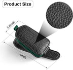 Sunglasses Holder for Car, Leather Magnetic Buckle Sun Visor Sunglass Clip, Ticket Card Storage Glasses Clip, Car Interior Accessories for Men and Women（2PCS Black-Green）