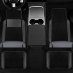 10 Pcs Car Floor Mats Full Set Car Accessories, Microfiber Leather Steering Wheel Covers 14.5-15 inch, Center Console Cover, Seat Belt Pads, Cup Coasters, Universal Interior Decor(Black)