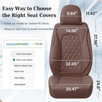 Coverado Front Seat Covers, Luxury Faux Leather Durable Anti-Scratch Cushions, Universal Fit for Cars, SUVs, Pickups, Waterproof Automotive Seat Covers, Car Accessories – Brown