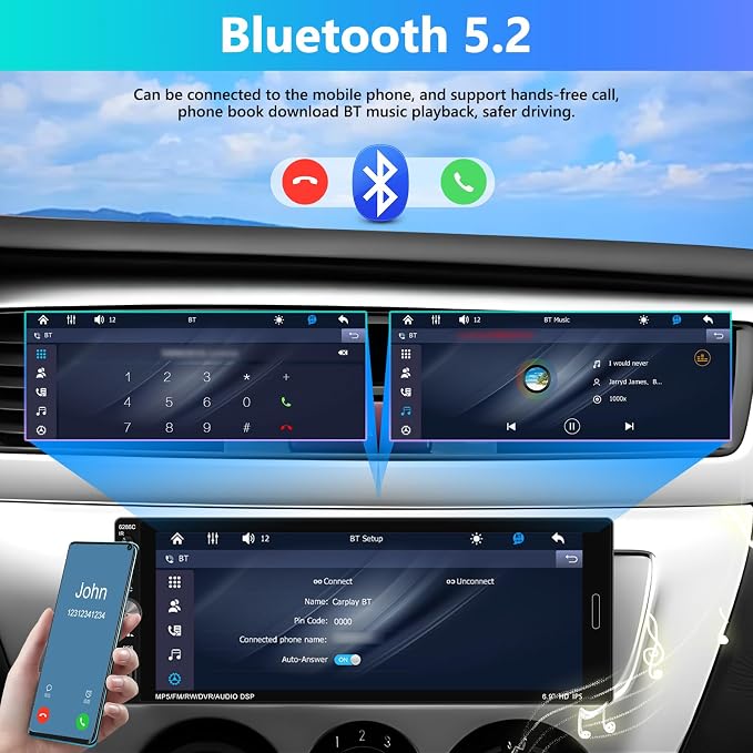 Single Din Car Stereo with Wireless Apple Carplay, 6.9 Inch Touchscreen Car Radio with Bluetooth 5.0 Android Auto Mirror Link FM/EQ USB/AUX/TF/SWC+Remote Control