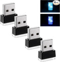 4 PCS USB LED Car Atmosphere Lamp, Mini Night LED Vehicle Trunk Ambient Lighting Kit, Portable Plug-in USB Interface Vehicle Decor Atmosphere Lamp, Interior Car Accessories (Blue+Ice Blue)