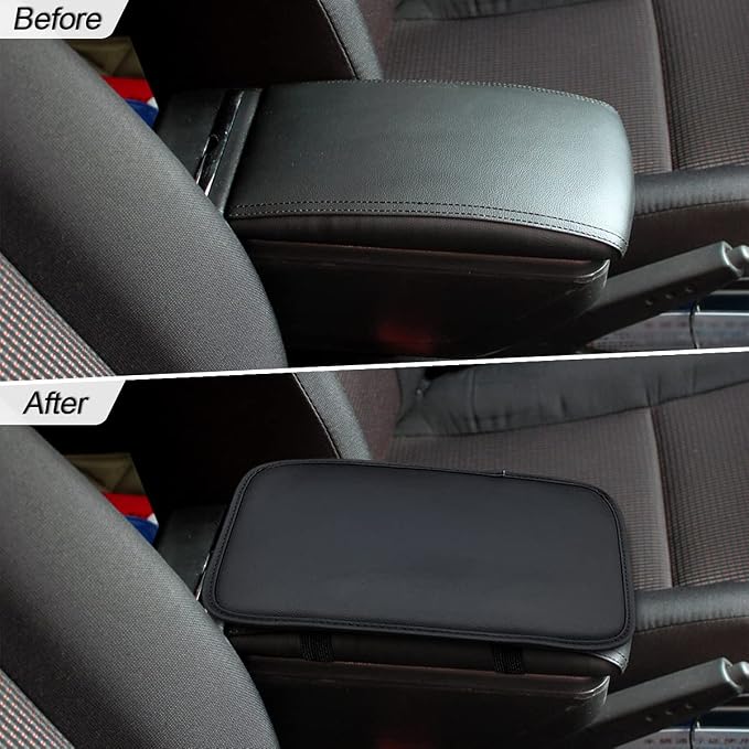 Leather Center Console Cushion Pad, 11.4"x7.4" Waterproof Armrest Seat Box Cover Fit for Most Cars, Vehicles, SUVs, Comfort, Car Interior Protection Accessories (Black/Skin)