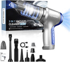 Car Vacuum Portable Cordless 15000PA,3 in 1 Handheld Vacuum with Brushless Motor for Car, Office and Home Cleaning Blue HL107B