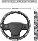Steering Wheel Protection for Automotive Steering Wheel Covers | Skull Floral Grey, 14-15 In, Sweat Absorption Comfort Grip for Driver Women Men