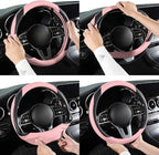 Car Steering Wheel Cover, Microfiber Leather Steering Wheel Cover Universal Fit 14.5-15 inch Anti-Slip Comfortable Breathable Car Wheel Protector for Men Women,Pink