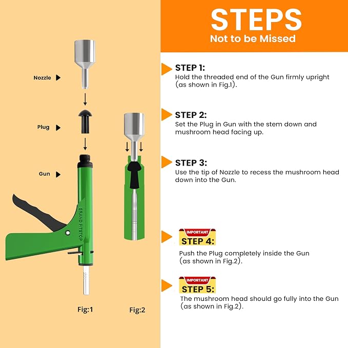 Tubeless Tire Gun Puncture Repair Kit with Mushroom Plug for Tyre Punctures and Flats on Cars, Motorcycles, ATV, Trucks & Tractors (Gun Puncture Kit 30 Plugs)