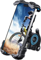 Bike Phone Holder, Motorcycle Phone Mount - Motorcycle Handlebar Cell Phone Clamp, Scooter Phone Clip for iPhone 14 Plus/Pro Max, 13 Pro Max, S9, S10 and More 4.7" - 6.8" Smartphones, Blue
