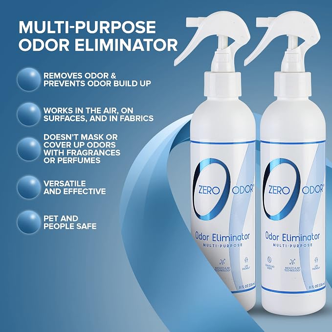 Multi-Purpose Strong Odor Eliminator for Home, Office, Car, Bathroom, Hotel, Room Deodorizer, and Odor Neutralizer, 8oz Two Pack