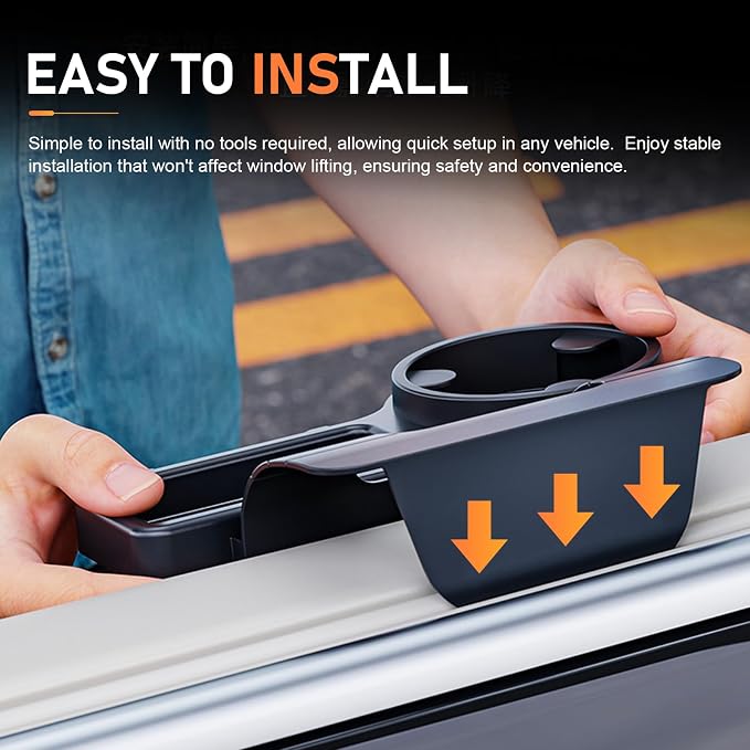 Car Cup Holder, Car Window Multifunctional Organizer, Vehicle Door Side Hanging Rack, Cell Phone Storage Box, Plug & Play Vehicle Storage with Sponge Pads, for Most Cars (Black #B)