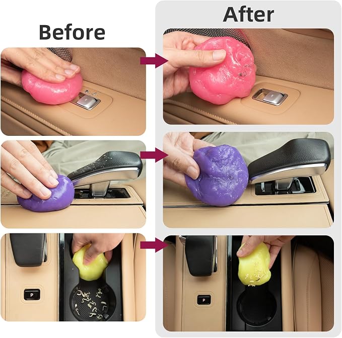 4 Pack Car Cleaning Gel Reusable Auto Slime Cars Cleaner Dust Cleansing Gels,Vehicle Interior Cleaning Care Putty,Keyboard Cleaner Goop for Car Vent, Corners, Crevice,Office Desktops Debris