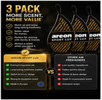 Sport Lux GOLD - Hanging Cardboard Air Freshener for Car, Home & Office - Premium Cologne Perfume with Natural Fragrances - Long Lasting, Fresh, Luxurious Scent - Stylish Design, Pack of 3
