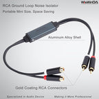Mini Ground Loop Noise Isolator Gold Coating RCA Connectors Aluminum Shell Noise Filter for car and Home Using in Different situations (WDISO-A010-RCA)