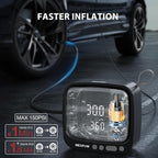 Tire Inflator Portable Air Compressor, 150PSI 12V DC Air Pump with Dual Digital Pressure Gauge & Auto Shut-Off, Air Compressor Portable with LED Light for Car, Motorcycle, Bicycle, Ball, Gray
