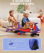 N7 Pro Electric Wiggle Car with Pedal, Rechargeable Battery, CyberWiggle, 2 in 1 Swing Car, 2 Speeds Max 4 Mph, Anti-Rollover, Flashing Wheels, Bluetooth, Ages 3+, 150 Lbs, Pink