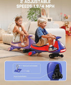 N7 Pro Electric Wiggle Car with Pedal, Rechargeable Battery, CyberWiggle, 2 in 1 Swing Car, 2 Speeds Max 4 Mph, Anti-Rollover, Flashing Wheels, Bluetooth, Ages 3+, 150 Lbs, Blue