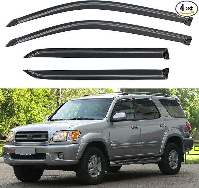 Window Visors Rain Guards Shield for 2001-2007 Toyota Sequoia, Out-Channel Window Vent Wind Deflectors Visors Shades for 01-07 Sequoia