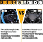 15 Inch Bling Soft Leather Car Steering Wheel Cover, Blue | Colorful Rhinestones Design, Auto Elastic Protector for Women Girls, Crystal Diamond Car Accessories for Most Cars, SUVs