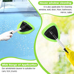8 Pcs Car Windshield Cleaner Tool Kit with Extendable Handle, Microfiber Towel Pads, Brush, Empty Spray Bottle for Auto Glass Wiper Suvs Rvs & Home Windows (Green)