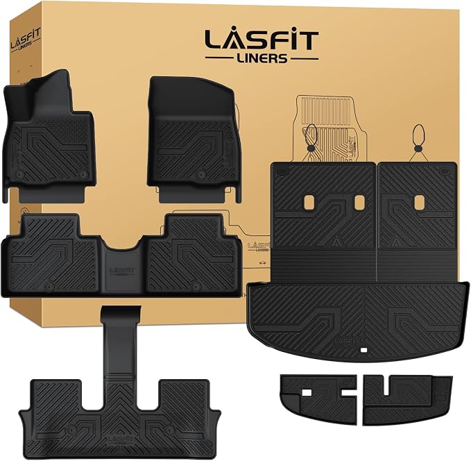 Floor Mats & Backrest Mats & Cargo Mat for Hyundai Palisade 7/8 Seats 2026 (Only Fit Gas, Not Fit Hybrid), All Weather TPE Custom Fit Car Mats Floor Liners, Full Set Mats Accessories, Black