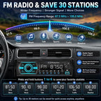 Single Din Radio Car Stereo Bluetooth,Radio Head Unit with FM/Dual USB/AUX/TF/EQ/MP3/RCA,12V Bluetooth Car Stereo Support Hands Free Calling,Clock Display,iOS & Android App Control,No CD(Black)