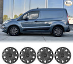 4Pcs 16 2014-2023 Wheel Hubcaps Rim Cover Fits for Ford Transit Connect | Steel PP Material Snap-On Installation inch Car ReplacementMatte Black
