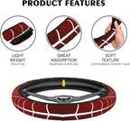 Red Spider Web Cobweb Car Steering Wheel Cover, Non-Slip Absorbing Sweat Car Wheel Cover Accessories for Men Women,Universal 15" Fit Auto SUV Vans Trucks