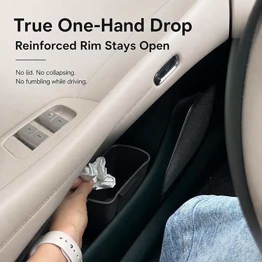 Car Door Trash Can 2 Pack, Black Silicone Garbage Bin for Driver Passenger Door Pocket, Waterproof Auto Waste Container Fits Most Standard Car Door Pockets