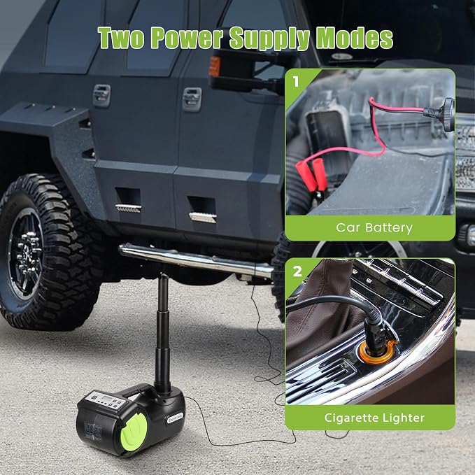 Electric Car Jack Kit 5 Ton,Hydraulic Car Jack Lift DC12V with Electric Impact Wrench & Inflator for SUV MPV Sedan Truck Tire Change & Garage Repair（Lifting Range 6.1-21.7 inch）