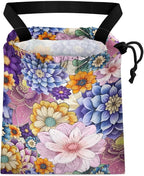 Car Trash Bag Hanging Back of Seat Waterproof Small Cute Printed One-Handed Strap Drawstring Garbage Bags for Car-Purple Boho Floral