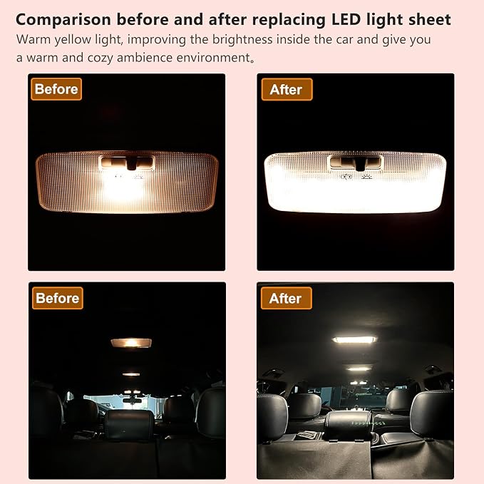 LED Light,Fit For Interior Rear Dome light Upgrade,4500K Warm Yellow Light,Brightness Can Adjust,The Accessories For Toyota RAV4(2006-2021),Corolla,Camry,Highlander(2008-2013),Tacoma,4Runner