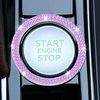 2 PCS Crystal Double Rhinestone Car Engine Start Stop Decoration Ring, Bling Car Interior Accessories for Women, Push to Start Button Cover Sticker, Automotive Decals, Purple