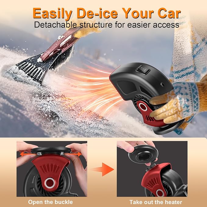Car Heater,12V 150W Portable Heaters for Vehicle,Plugs into Cigarette Lighter,360° Rotation Fast Heating Auto Car Window Defroster Windshield Defogger,2 in 1 Heating & Cooling Automobile Heater(Red)